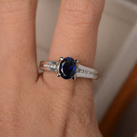 2.50 Ct Oval Cut Blue Sapphire Solitaire W/Accents Engagement Ring In 925 Sterling Silver