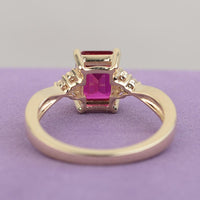 1.50 Ct Emerald Cut Red Ruby Yellow Gold Over On 925 Sterling Silver Solitaire Engagement Ring