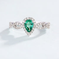 1 CT Pear Cut Emerald & CZ Diamond White Gold Over On 925 Sterling Silver Twisted Infinity Engagement Ring