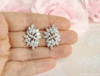 2.20 Ct Marquise Cut White Diamond Cluster Engagement Earrings In 925 Sterling Silver