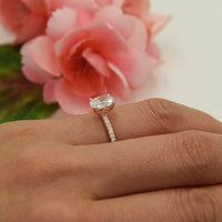 1.25 CT Oval Cut Diamond Rose Gold Over On 925 Sterling Silver Engagement Ring