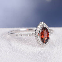 1 CT Marquise Cut Red Garnet Diamond 925 Sterling Silver Halo Wedding Ring