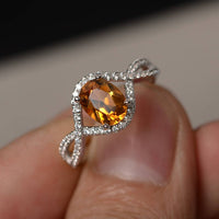 2.20 Ct Oval Cut Yellow Citrine Infinity Promise Ring In 925 Sterling silver