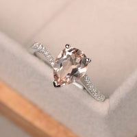 1.50 Ct Pear Cut Morganite 925 Sterling Silver Solitaire W/Accents Engagement Ring