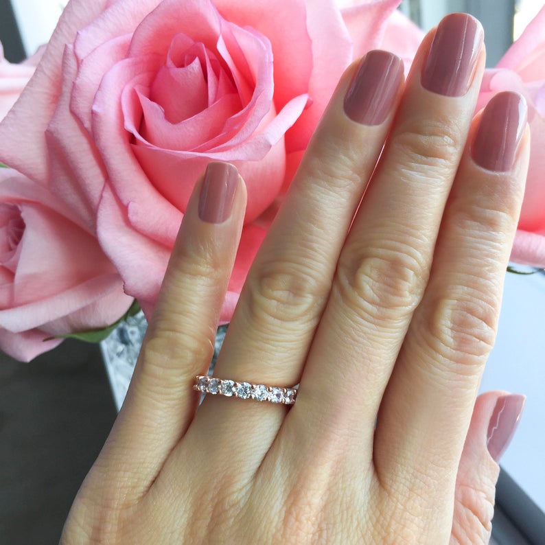 2 CT Round Cut White Diamond 925 Sterling Silver Full Eternity Band Ring