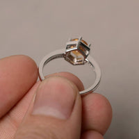 1.25 Ct Round Cut Yellow Citrine & White CZ Solitaire W/Accents Ring In 925 Sterling Silver