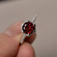 2 Ct Round Cut Red Garnet Solitaire W/Accents Anniversary Gift Ring In 925 Sterling Silver