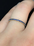 1 CT Round Cut Blue Sapphire Diamond 925 Sterling Silver Full Eternity Wedding Band Ring