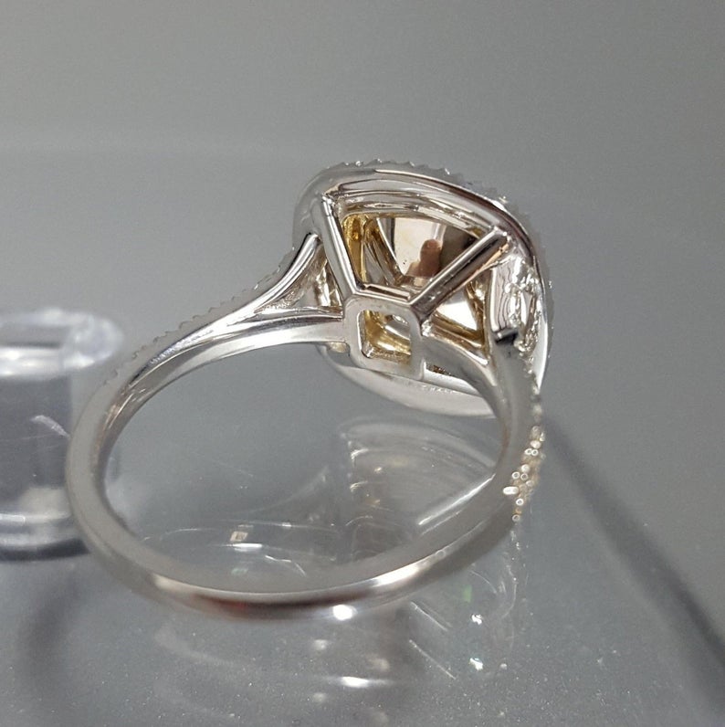 1 CT Cushion Cut Citrine Diamond White Gold Over On 925 Sterling Silver Double Halo Engagement Ring