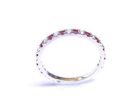 0.75 CT Red Ruby Diamond 925 Sterling Silver Half Eternity Wedding Band Ring