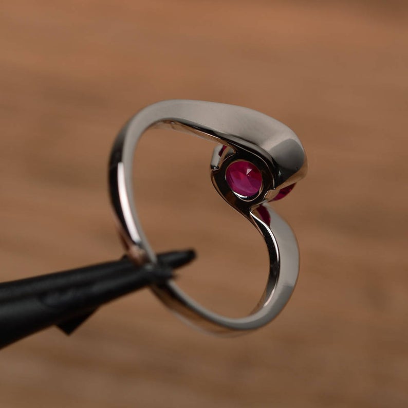 1 CT Round Cut Pink Ruby Diamond White Gold Over On 925 Sterling Silver Solitaire Engagement Ring For Women
