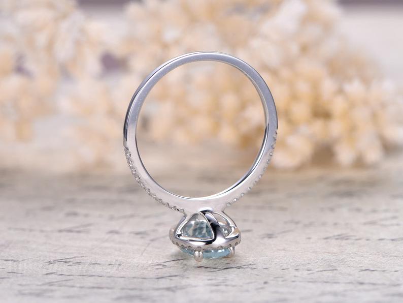 1.75 Ct Oval Cut Aquamarine 925 Sterling Silver Halo Anniversary Gift Ring For Her