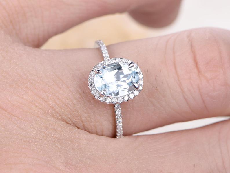 1.75 Ct Oval Cut Aquamarine 925 Sterling Silver Halo Anniversary Gift Ring For Her