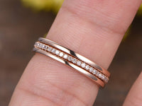 1.20 CT Round Cut Diamond Rose Gold Over On 925 Sterling Silver Trio Bridal Band Ring set