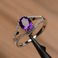 1.75 Ct Oval Cut Purple Amethyst 925 Sterling Silver Split Shank Anniversary Gift Ring