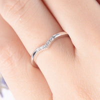 0.25 Ct Round Cut Diamond Curved Engagement Band Ring In 925 Sterling Silver