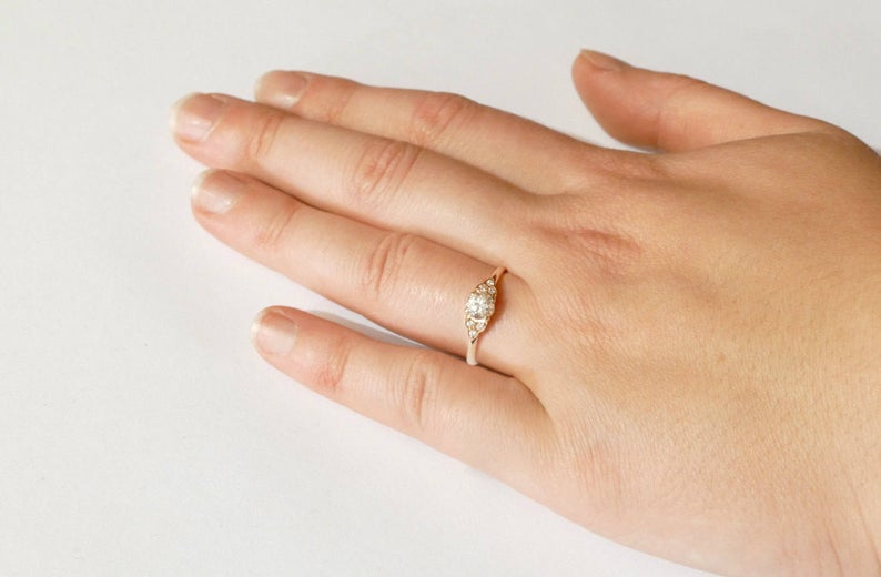 1 CT 925 Sterling Silver Round Cut Diamond Engagement Anniversary Ring