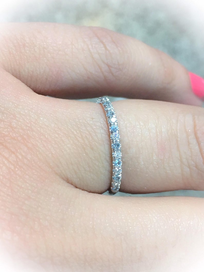 0.25 CT Round Cut Aquamarine Diamond 925 Sterling Silver Half Eternity Wedding Band Ring