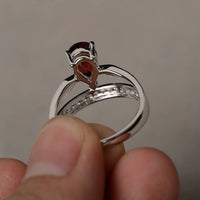 1.75 Ct Pear Cut Red Garnet 925 Sterling Silver Unique Crown Style Engagement Ring