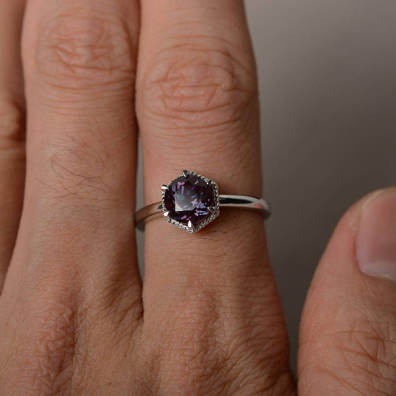 1.50 Ct Round Cut Alexandrite Solitaire Anniversary Gift Ring In 925 Sterling Silver