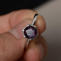 1.50 Ct Round Cut Alexandrite Solitaire Anniversary Gift Ring In 925 Sterling Silver