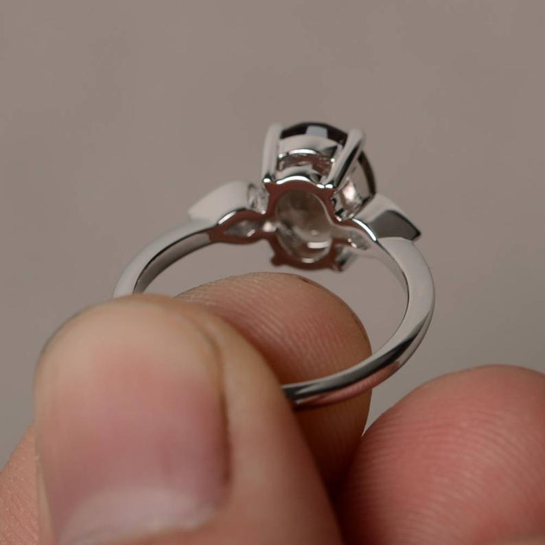 1.20 Ct Oval Cut Smoky Quartz Three-Stone Promise Gift Ring In 925 Sterling Silver