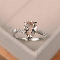 1.50 Ct Pear Cut Morganite 925 Sterling Silver Solitaire W/Accents Engagement Ring