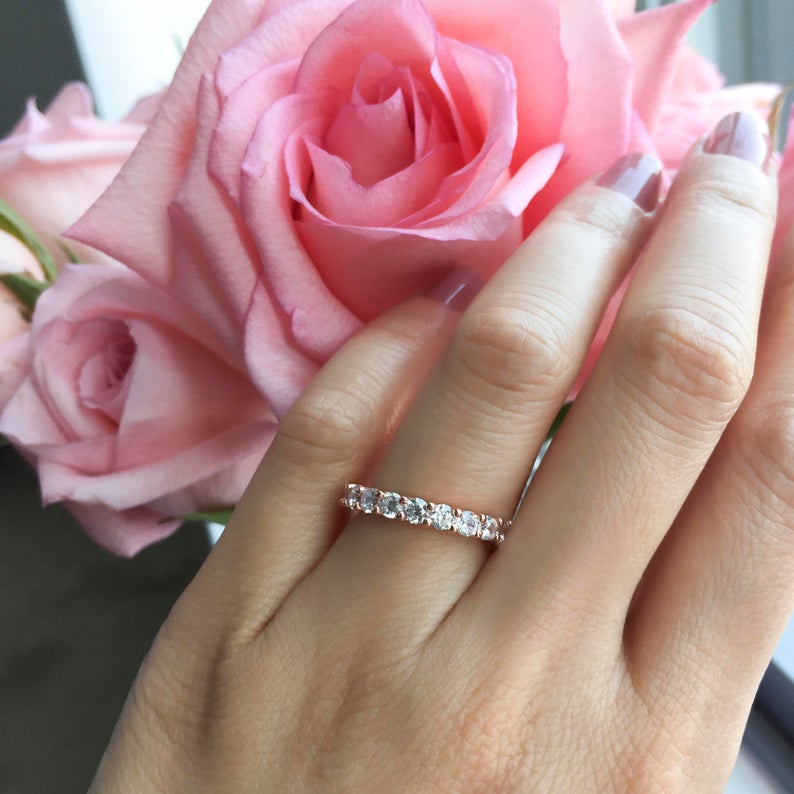 2 CT Round Cut Diamond 925 Sterling Silver Full Eternity Wedding Band Ring