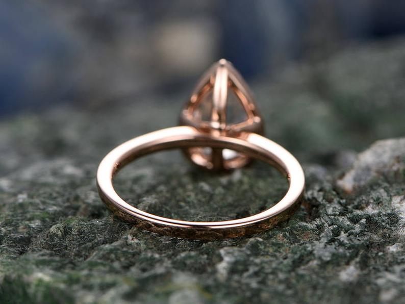 1.20 Ct Pear Cut Morganite Rose Gold Over 925 Sterling Silver Gorgeous Halo Engagement Ring