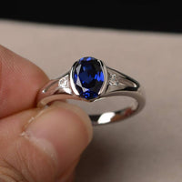1.20 Ct Oval Cut Blue Sapphire 925 Sterling Silver Solitaire Anniversary Gift Ring