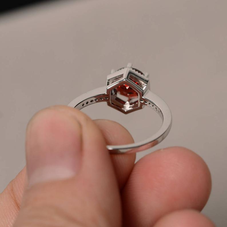 2 Ct Round Cut Red Garnet Solitaire W/Accents Anniversary Gift Ring In 925 Sterling Silver