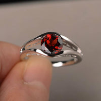 1 Ct Round Cut Red Garnet 925 Sterling Silver Solitaire Split Shank Anniversary Gift ring