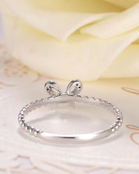 0.25 Ct Round Cut White Diamond 925 Sterling Silver Bow Knot Promise Gift Ring For Her