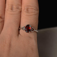 1.00 Ct Oval Cut Red Garnet 925 Sterling Silver Solitaire Proposal Ring For Her