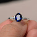 1.50 Ct Oval Cut Blue Sapphire Solitaire W/Accents Engagement Ring In 925 Sterling Silver