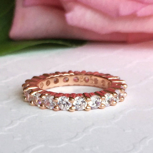 2 CT Round Cut Diamond 925 Sterling Silver Full Eternity Wedding Band Ring