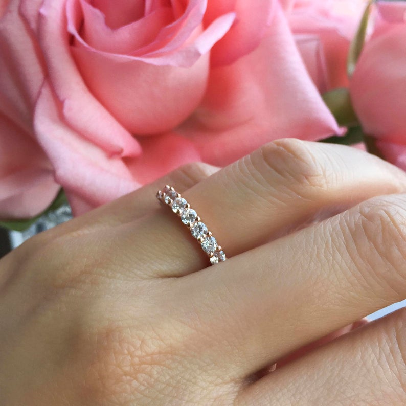 2 CT Round Cut Diamond 925 Sterling Silver Full Eternity Wedding Band Ring