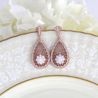 1.25 Ct Round Cut White Diamond Rose Gold Over On 925 Sterling Silver Bridal Engagement Earrings