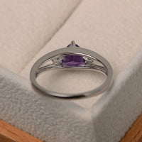 1 CT Trillion Cut Amethyst 925 Sterling Silver Split Shank Three-Stone Promise Gift Ring