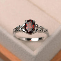 1 Ct Oval Cut Red Garnet 925 Sterling Silver Pretty Butterfly Band Promise Ring