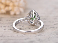 1.75 Ct Pear Cut Green Emerald Halo Anniversary Gift Ring In 925 Sterling Silver