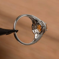 1 CT Oval Cut Citrine Diamond White Gold Over On 925 Sterling Silver Double Halo Wedding Ring