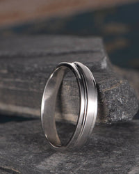 Men's Wedding Simple Plain Solid Band Ring White Gold Over On 925 Sterling Silver