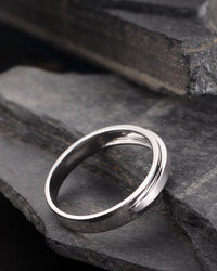 Men's Wedding Simple Plain Solid Band Ring White Gold Over On 925 Sterling Silver
