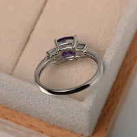 2.50 Ct Cushion Cut Purple Amethyst 925 Sterling Silver Three-Stone Promise Ring