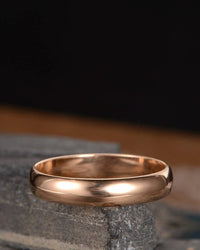 Rose Gold Over On 925 Sterling Silver Plain Simple Unisex Engagement Wedding Ring