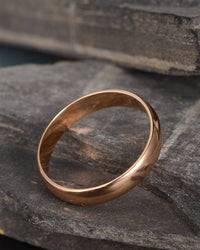 Rose Gold Over On 925 Sterling Silver Plain Simple Unisex Engagement Wedding Ring