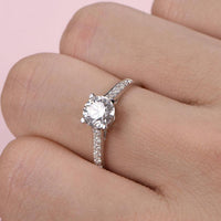 1.50 Ct Round Cut 925 Sterling Silver Solitaire W/Accents Engagement Ring