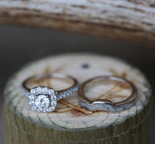 1 CT Round Cut Diamond 925 Sterling Silver Halo Women's Antler Stacking Band Ring