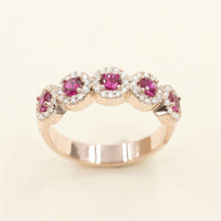 1 CT Round Cut Red Ruby Diamond 925 Sterling Silver Cluster Wedding Ring